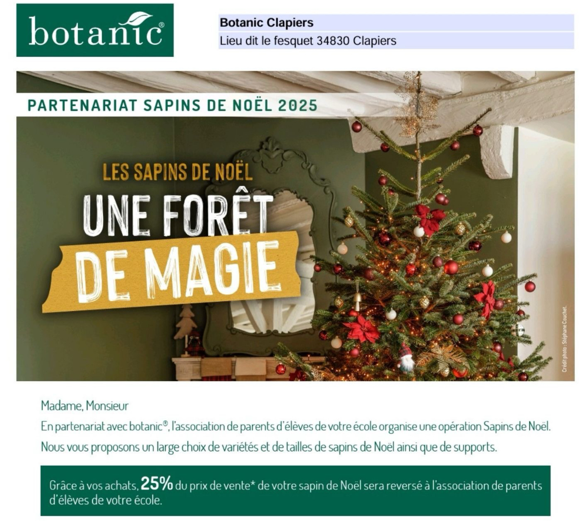 Vente de sapin de Noël école le crès